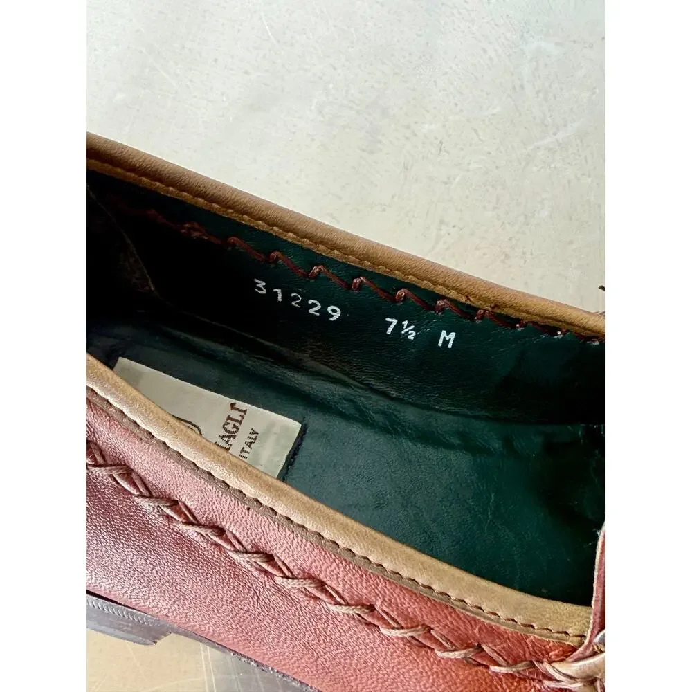 Bruno Magli Vintage Italian Leather Tassel Loafers Men Size 7.5 M